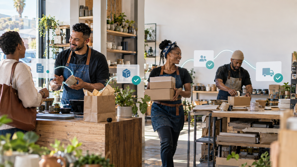 South African small-business team serving customers and preparing orders through a clear, connected workflow.