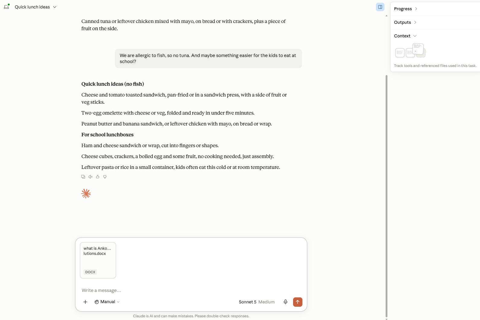 A file shown attached above the Claude message box, ready to send