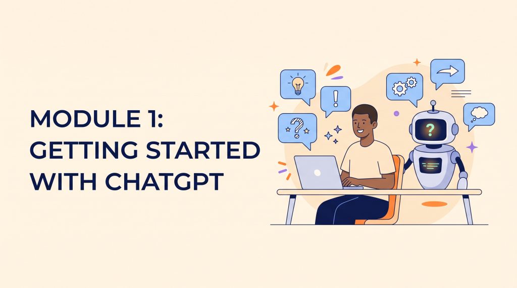 Beginner starting a first conversation with ChatGPT on a laptop