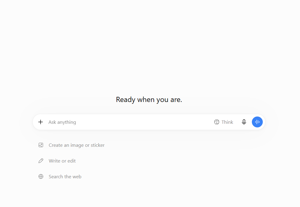 ChatGPT starting screen with the message box and starter options